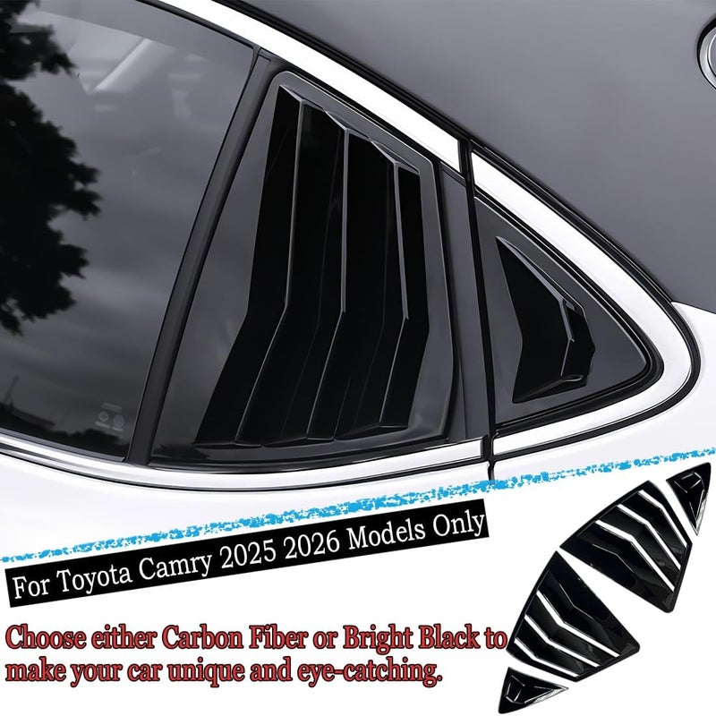 MUXEE 2Pcs Side Vent Window Louvers for Toyota Camry 2025 2026, ABS Print Sport Window Decorative Covers, Exterior Trim Accessories - Bright Black - Image 4